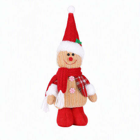 Further view of the knitted gingerbread man ornament.
