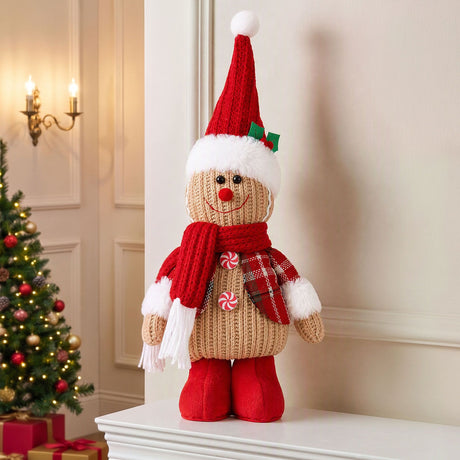 A further view of the knitted gingerbread man ornament.