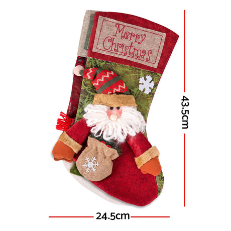 Another view of the two plush stockings, for outdoor use.