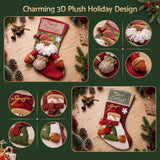 Jingle Jollys Christmas Stockings 2 Pack Large 3D Plush Santa Snowman 43.5cm Christmas Decor for Family Holiday Christmas Party Decorations
