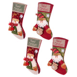 Jingle Jollys 4PCS Christmas Stockings Large 3D Plush Santa Snowman 43.5cm Christmas Decor for Family Holiday Christmas Party Decorations