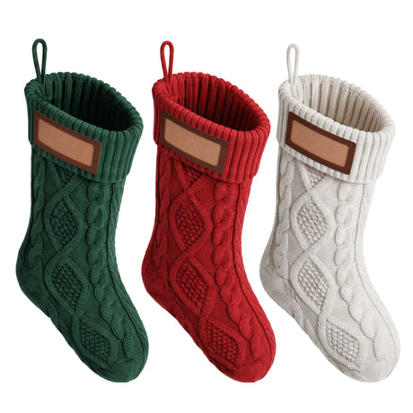 Further view of the three knitted stockings.