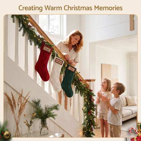 The three knitted stockings.