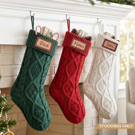 Ninth view of the three knitted stockings.