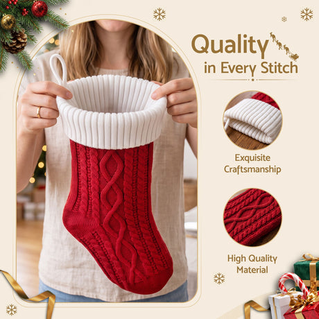 The three knitted stockings shown again.