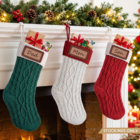 Ninth view of the three knitted stockings.