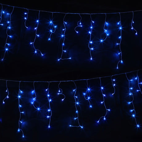 Solar icicle Christmas lights, 32 metres long with 960 blue LEDs.