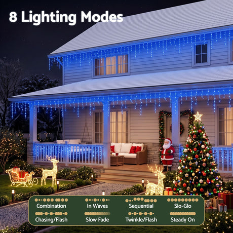 The 32m solar icicle lights shown again, for outdoor use.
