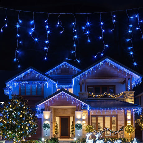 The 32m solar icicle lights from another angle, for outdoor use.