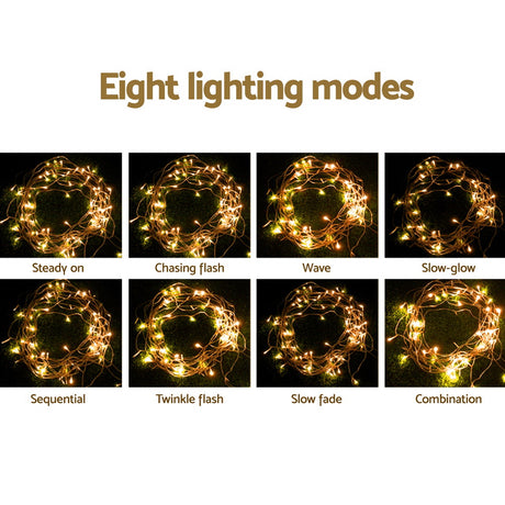 The 32m warm white icicle lights shown again, for outdoor use.