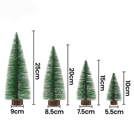 Another view of the four mini frosted trees.