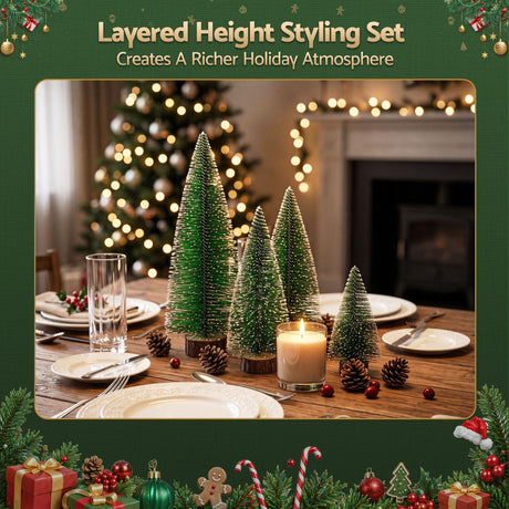 The four mini frosted trees shown again.