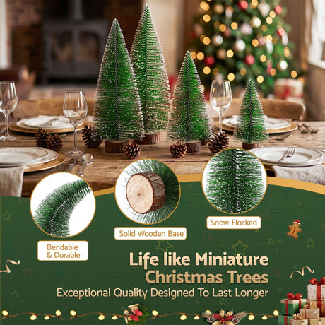 The four mini frosted trees from another angle.