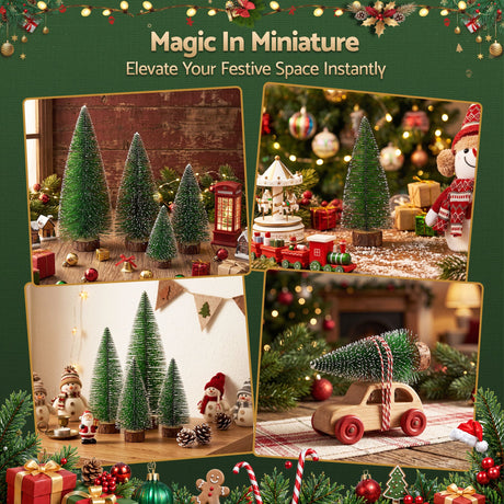 The four mini frosted trees.