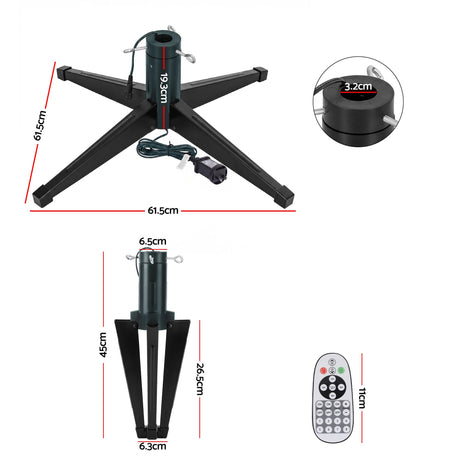Another view of the rotating tree stand, with a built-in timer.