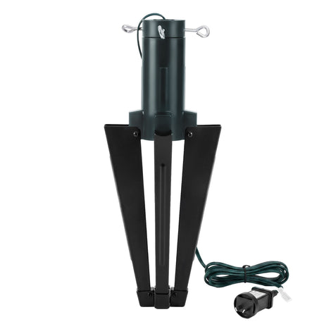 The rotating tree stand shown again, with a built-in timer.