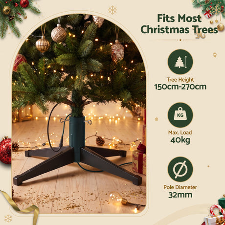 Further view of the rotating tree stand, with a built-in timer.