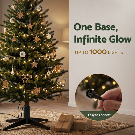The rotating tree stand from another angle, with a built-in timer.