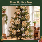 Jingle Jollys 10Pcs Christmas Tree Flower Set Garland Wreath Poinsettia Decorations