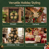 Jingle Jollys 10Pcs Christmas Tree Flower Set Garland Wreath Poinsettia Decorations