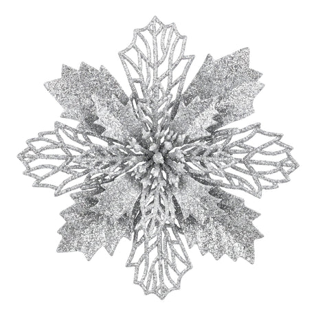 Set of 20 artificial poinsettia flowers for a tree, garland or wreath.