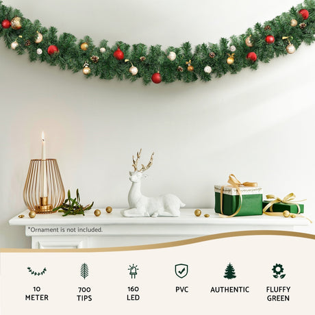 The 10m pre-lit garland shown again, for indoor or outdoor use.