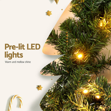 10m pre-lit garland, for indoor or outdoor use.
