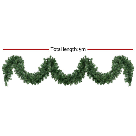 Another view of the 5m pre-lit garland, for indoor or outdoor use.