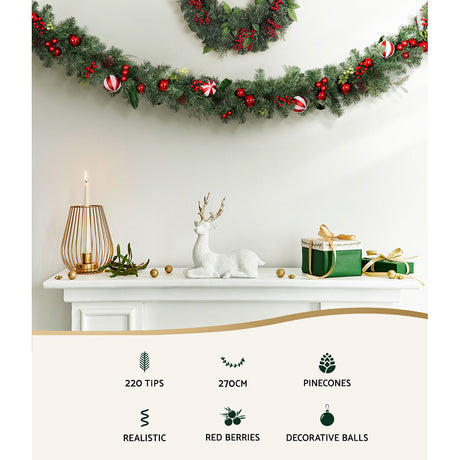 The 2.7m decorated garland shown again, for indoor or outdoor use.