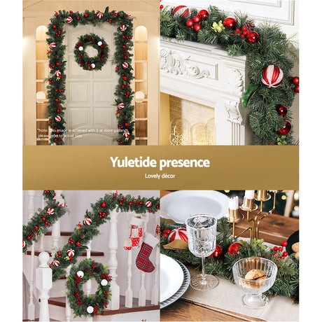 Further view of the 2.7m decorated garland, for indoor or outdoor use.