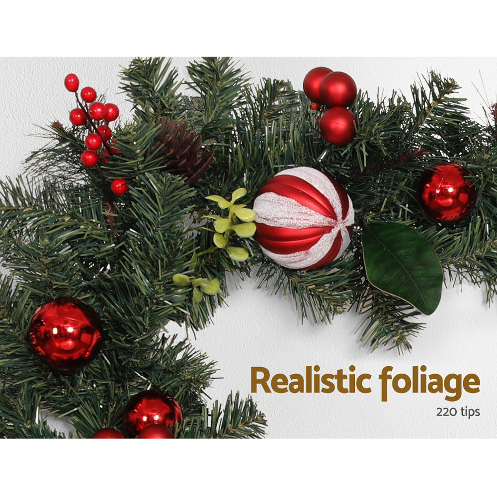 The 2.7m decorated garland from another angle, for indoor or outdoor use.