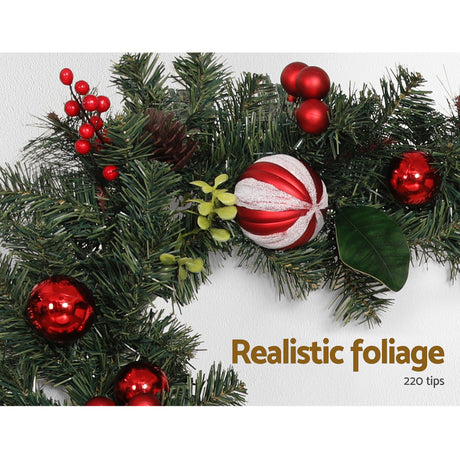 The 2.7m decorated garland from another angle, for indoor or outdoor use.