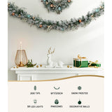 Jingle Jollys 2.7m Christmas Garland with LED Lights Snowy Decoration Xmas Party