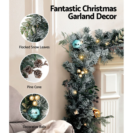 The 2.7m snowy LED garland shown again, for indoor or outdoor use.
