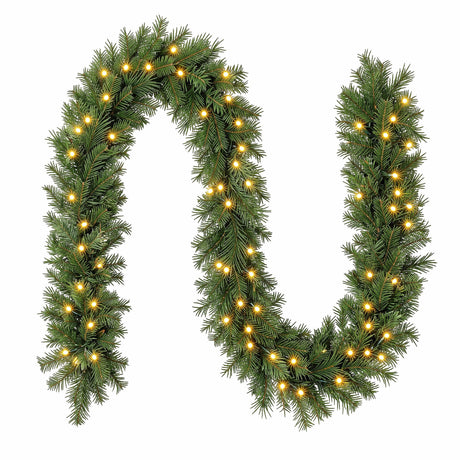 Pre-lit Christmas garland 2.7 metres long with 200 tips and eight LED modes.