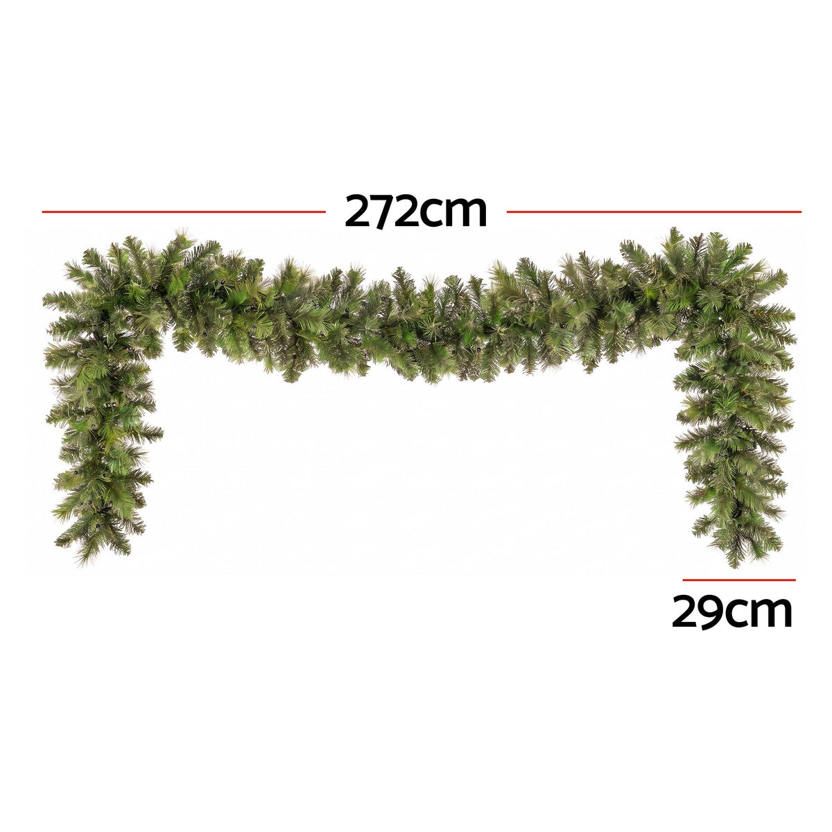 Another view of the 2.7m pre-lit garland, 200 branch tips.