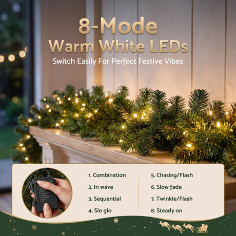 Another view of the 2.7m pre-lit garland, with a built-in timer.
