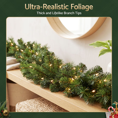 The 2.7m pre-lit garland shown again, 200 branch tips.
