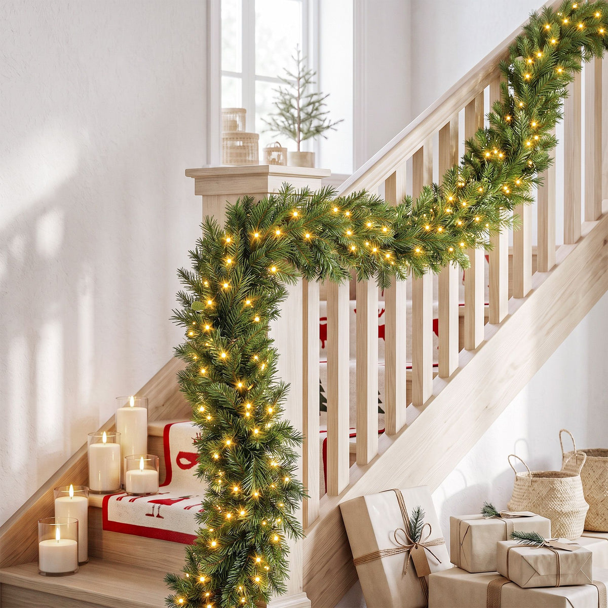 The 2.7m pre-lit garland shown again, for indoor or outdoor use.