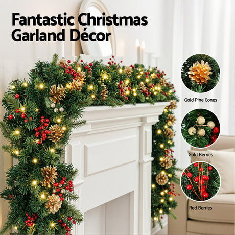 Another view of the 1.8m pre-lit garland, arriving pre-lit.