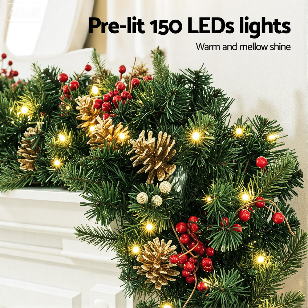 The 1.8m pre-lit garland shown again, for indoor or outdoor use.