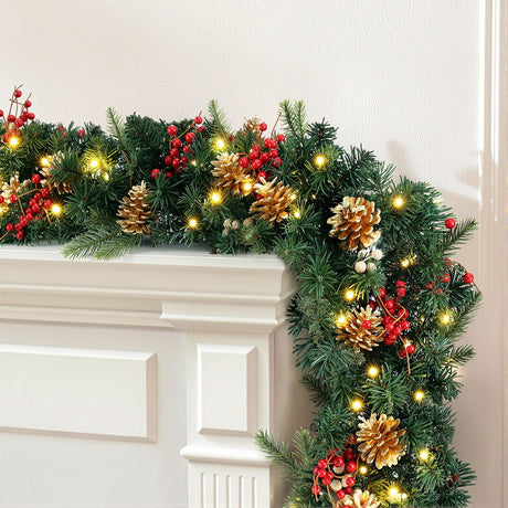 The 1.8m pre-lit garland shown again, arriving pre-lit.