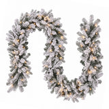 Snow-frosted Christmas garland 1.8 metres long with eight LED modes and a timer.