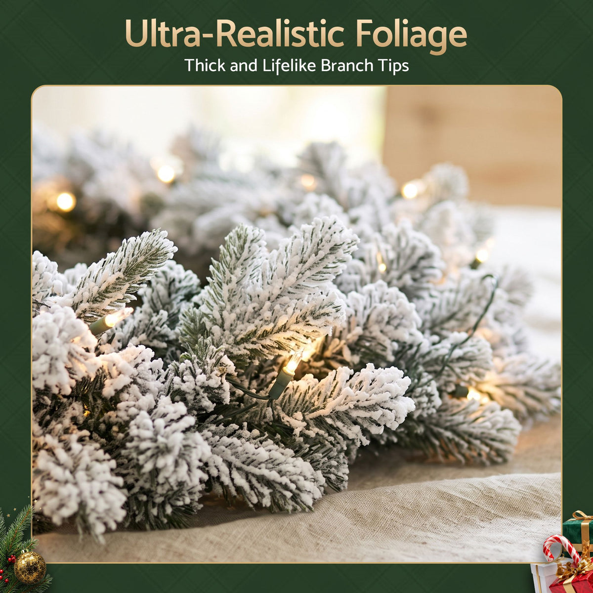 The 1.8m frosted LED garland shown again, with a built-in timer.