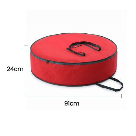 Another view of the wreath storage bag, folds flat for storage.