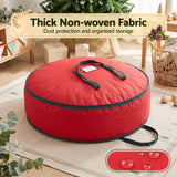 The wreath storage bag shown again, folds flat for storage.