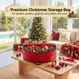 The wreath storage bag shown again, with stitched edges.