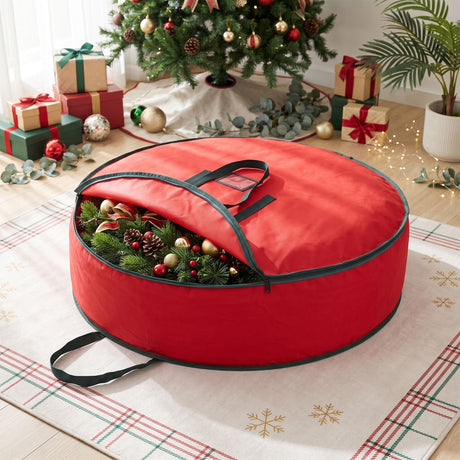 Further view of the wreath storage bag, folds flat for storage.