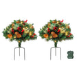 Pair of lit artificial Christmas trees 45cm tall for a pathway.