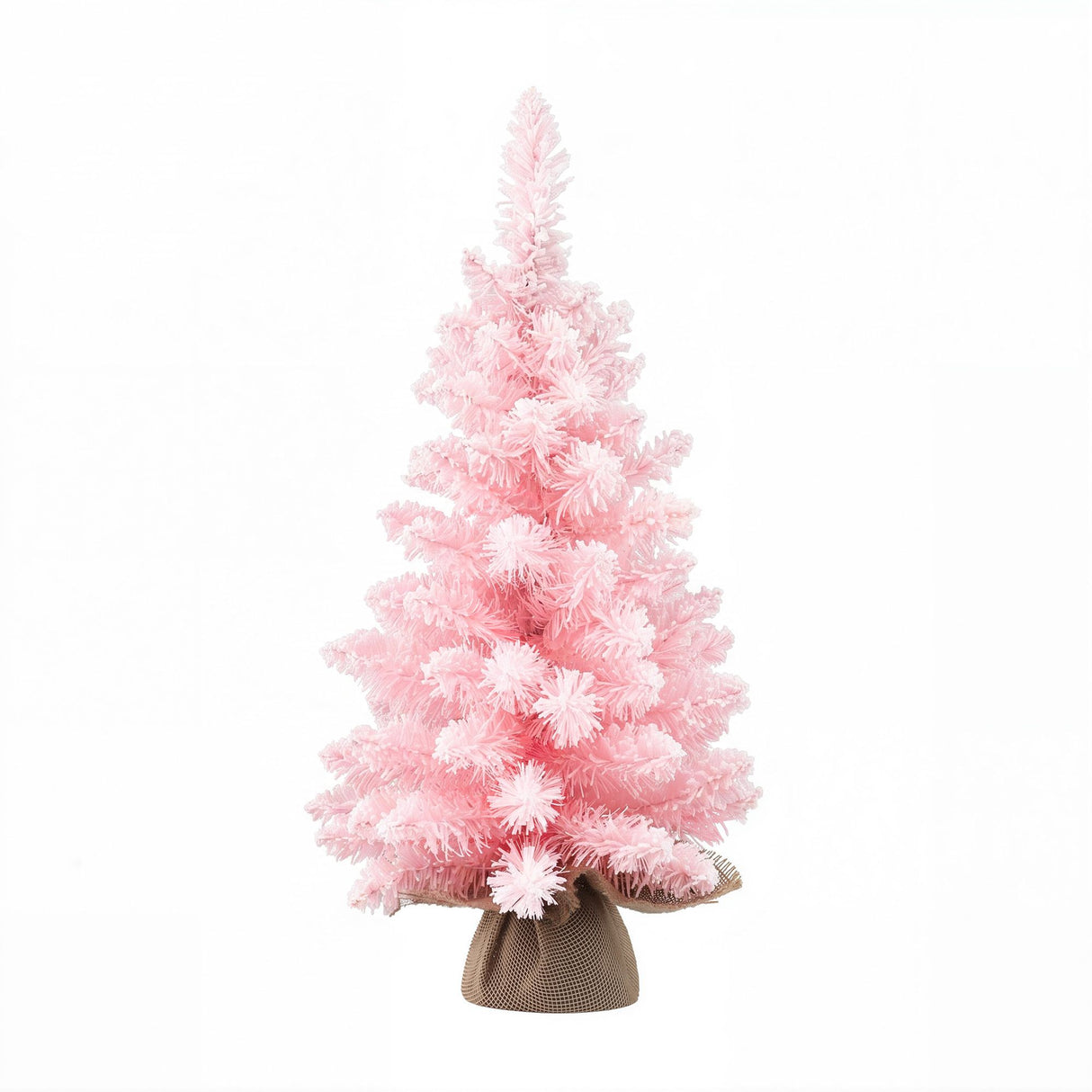 Jingle Jollys 60cm Flocked Pink Christmas Tree Mini Tabletop Xmas Tree